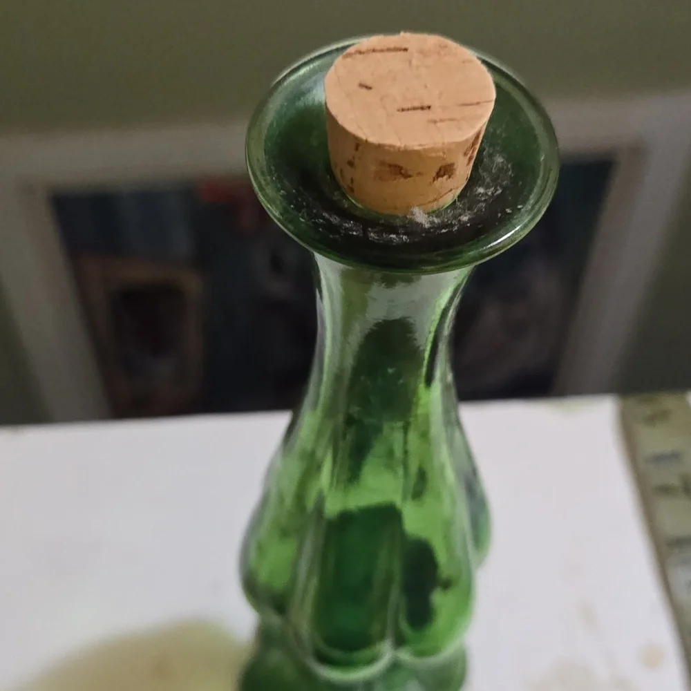 Vintage Avon Green Glass Bottle with Cork